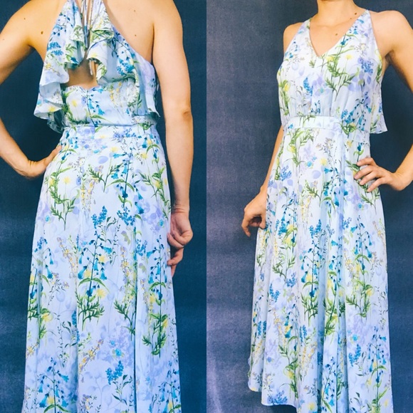 HP Blue Floral Printed Midi Dress - Picture 2 of 6